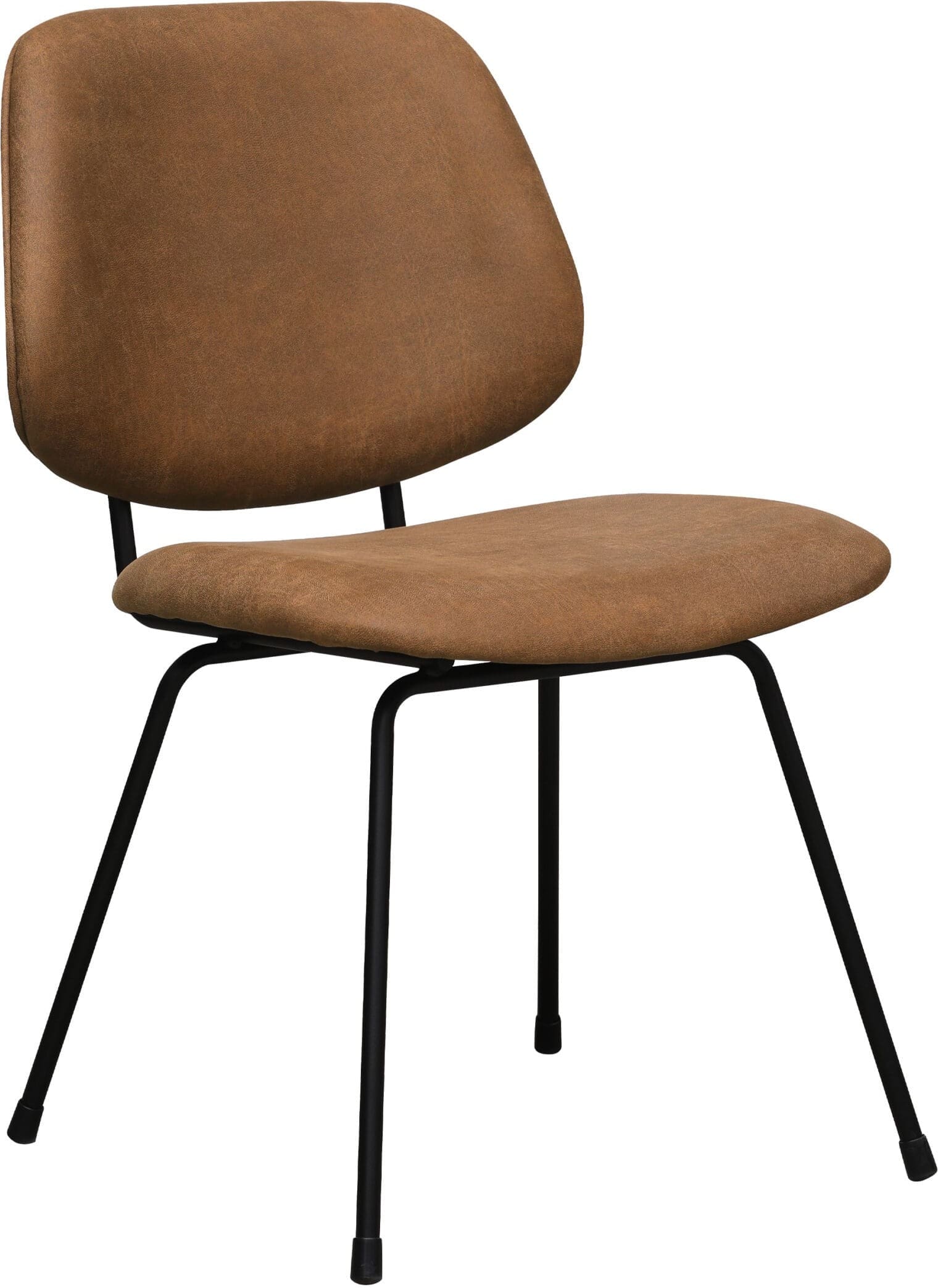 LABEL51 Eetkamerstoel Bello - Cognac - Micro Suede - Zwart Metalen Frame Cognac Eetkamerstoel