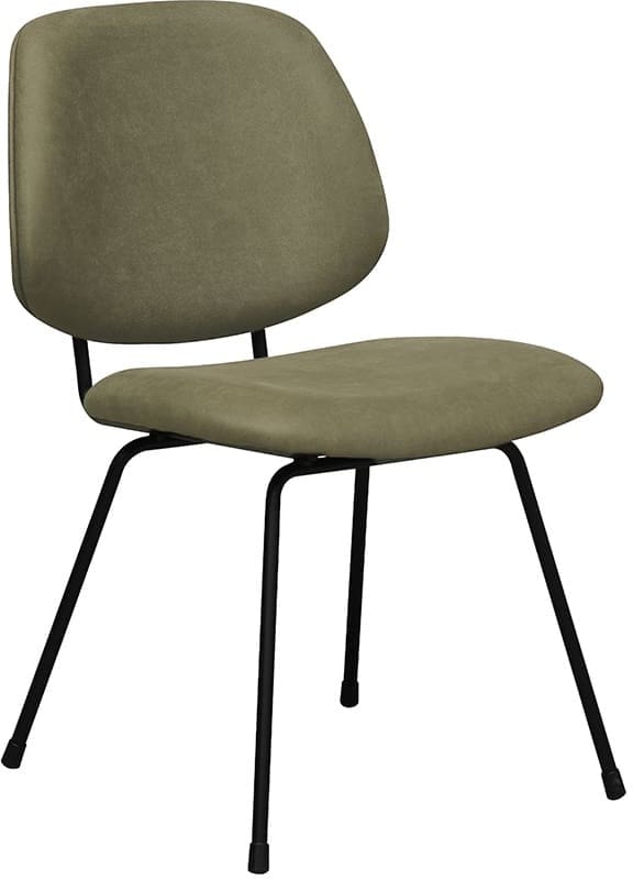 LABEL51 Eetkamerstoel Bello - Moss - Micro Suede - Zwart Metalen Frame Eetkamerstoel