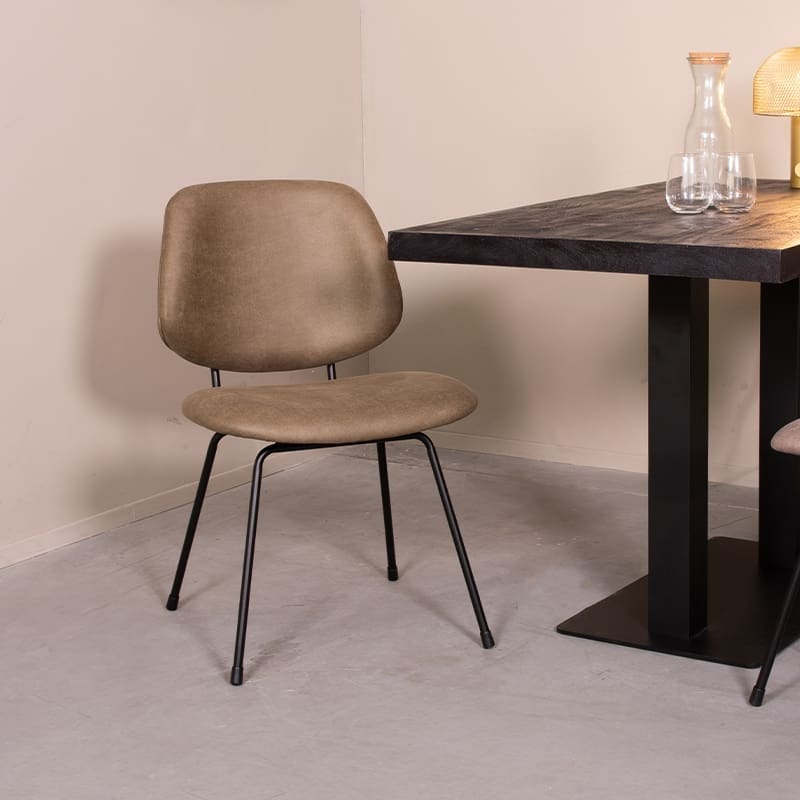 LABEL51 Eetkamerstoel Bello - Moss - Micro Suede - Zwart Metalen Frame  Eetkamerstoel