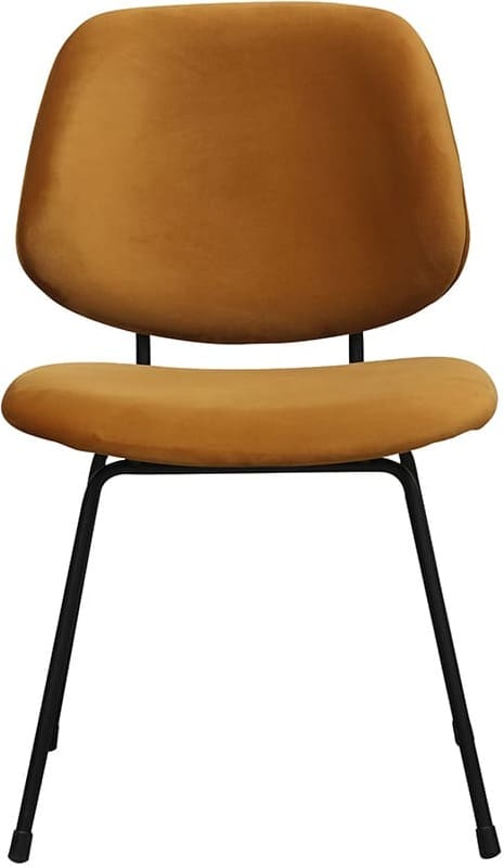 LABEL51 Eetkamerstoel Bello - Oker - Fluweel - Zwart Metalen Frame Geel Eetkamerstoel