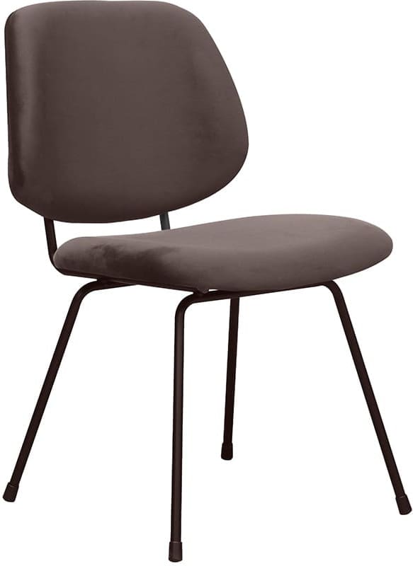 LABEL51 Eetkamerstoel Bello - Taupe - Fluweel - Zwart Metalen Frame Taupe Eetkamerstoel