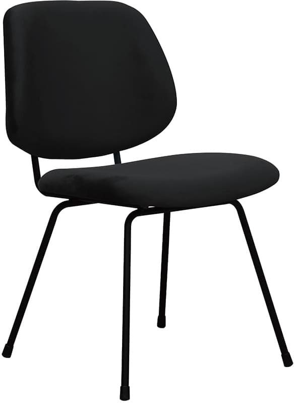 LABEL51 Eetkamerstoel Bello - Zwart - Fluweel - Zwart Metalen Frame Zwart Eetkamerstoel