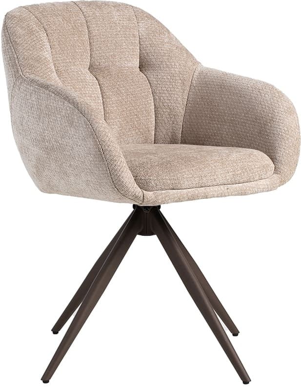 LABEL51 Eetkamerstoel Esma - Clay - Elite - Brons Metalen Frame Taupe Eetkamerstoel