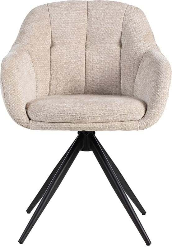LABEL51 Eetkamerstoel Esma - Naturel - Elite - Zwart Metalen Frame Naturel Eetkamerstoel