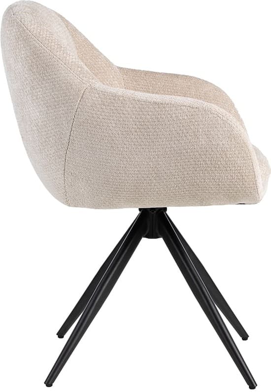 LABEL51 Eetkamerstoel Esma - Naturel - Elite - Zwart Metalen Frame Naturel Eetkamerstoel