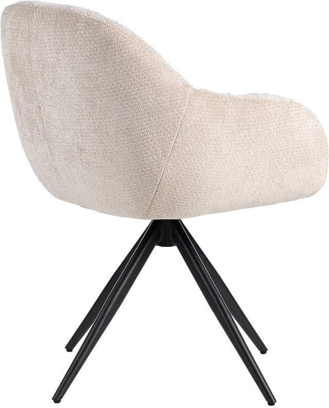 LABEL51 Eetkamerstoel Esma - Naturel - Elite - Zwart Metalen Frame Naturel Eetkamerstoel
