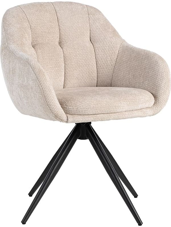 LABEL51 Eetkamerstoel Esma - Naturel - Elite - Zwart Metalen Frame Naturel Eetkamerstoel