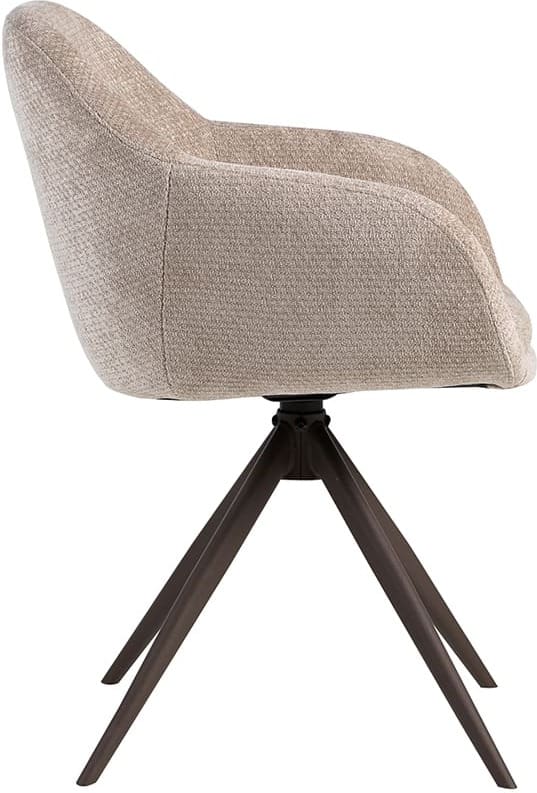 LABEL51 Eetkamerstoel Fiby - Clay - Elite - Brons Metalen Frame Taupe Eetkamerstoel