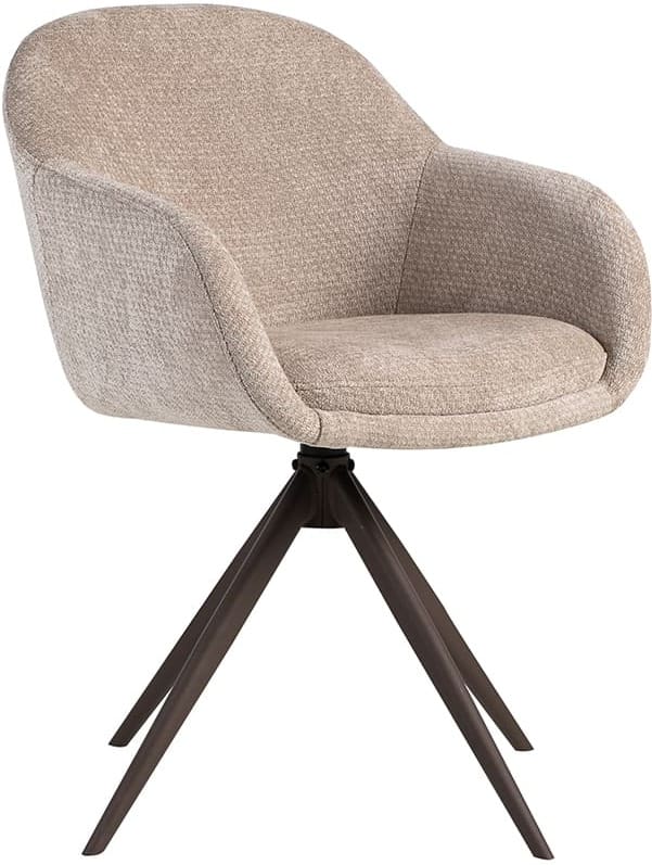 LABEL51 Eetkamerstoel Fiby - Clay - Elite - Brons Metalen Frame Taupe Eetkamerstoel