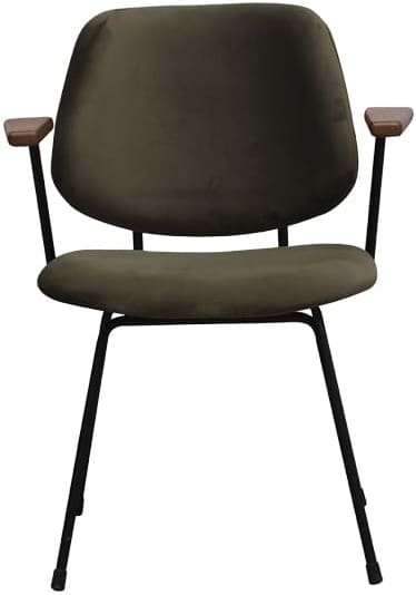 LABEL51 Eetkamerstoel Gastron - Hunter - Fluweel - Zwart Metalen Frame Groen Eetkamerstoel