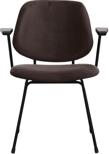 LABEL51 Eetkamerstoel Gastron - Taupe - Fluweel - Zwart Metalen Frame Taupe Eetkamerstoel