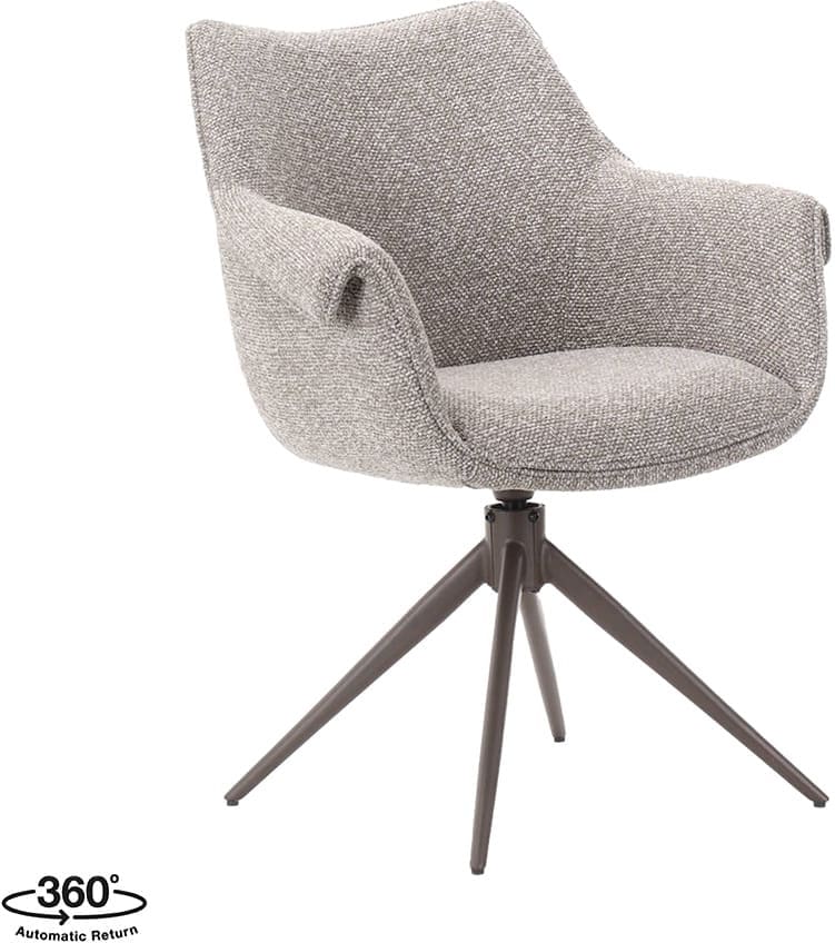 LABEL51 Eetkamerstoel Narumi - Mushroom - Royal Boucle - Brons Metalen Frame Eetkamerstoel