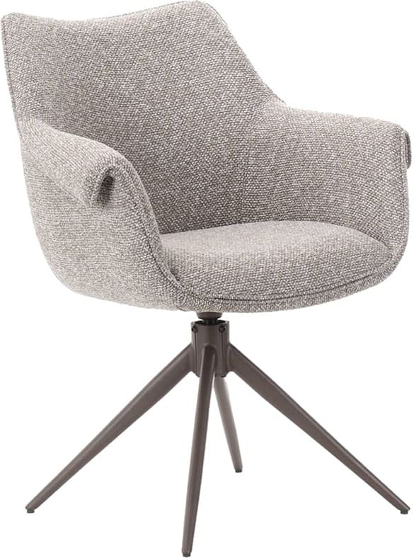 LABEL51 Eetkamerstoel Narumi - Mushroom - Royal Boucle - Brons Metalen Frame Eetkamerstoel