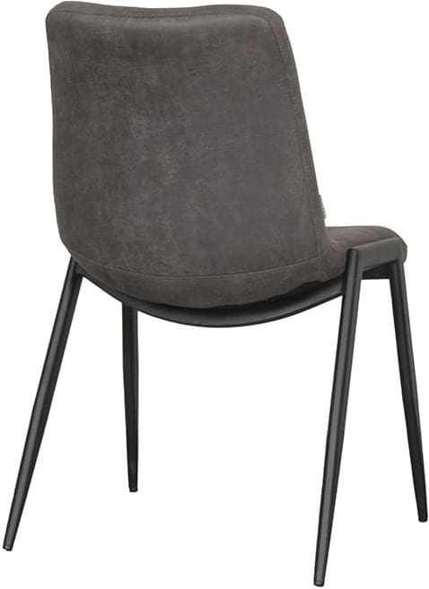 LABEL51 Eetkamerstoel Noor - Antraciet - Micro Suede - Zwart Metalen Frame Antraciet Eetkamerstoel