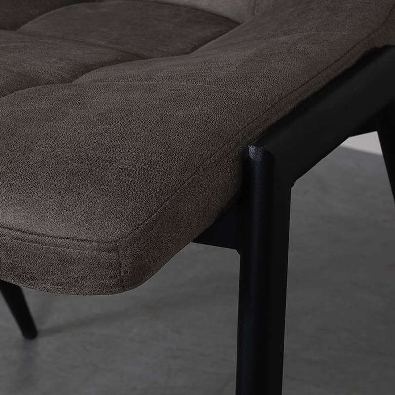 LABEL51 Eetkamerstoel Noor - Antraciet - Micro Suede - Zwart Metalen Frame Antraciet Eetkamerstoel