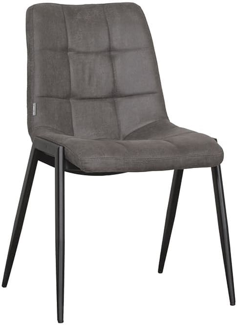 LABEL51 Eetkamerstoel Noor - Antraciet - Micro Suede - Zwart Metalen Frame Antraciet Eetkamerstoel