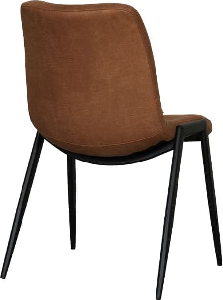 LABEL51 Eetkamerstoel Noor - Cognac - Micro Suede - Zwart Metalen Frame Cognac Eetkamerstoel