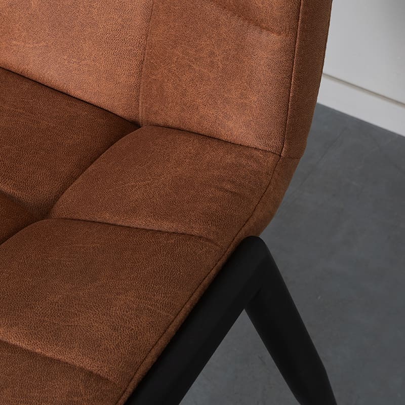LABEL51 Eetkamerstoel Noor - Cognac - Micro Suede - Zwart Metalen Frame Cognac Eetkamerstoel