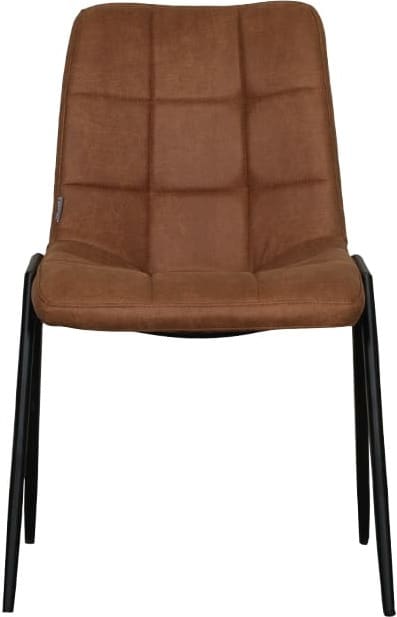 LABEL51 Eetkamerstoel Noor - Cognac - Micro Suede - Zwart Metalen Frame Cognac Eetkamerstoel