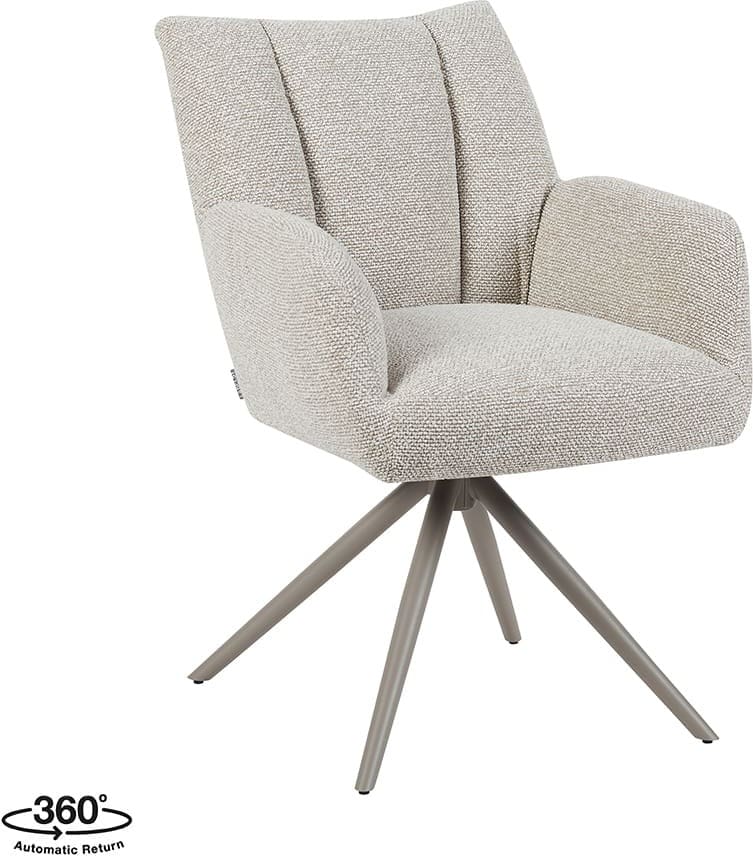 LABEL51 Eetkamerstoel Padua - Naturel - Royal Boucle - Taupe Metalen Frame Naturel Eetkamerstoel