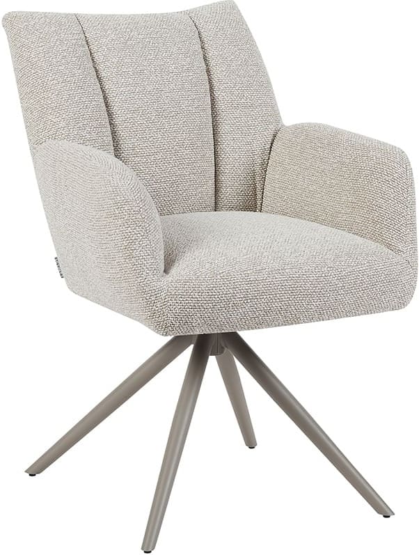 LABEL51 Eetkamerstoel Padua - Naturel - Royal Boucle - Taupe Metalen Frame Naturel Eetkamerstoel