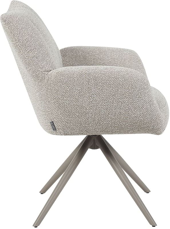 LABEL51 Eetkamerstoel Padua - Naturel - Royal Boucle - Taupe Metalen Frame Naturel Eetkamerstoel