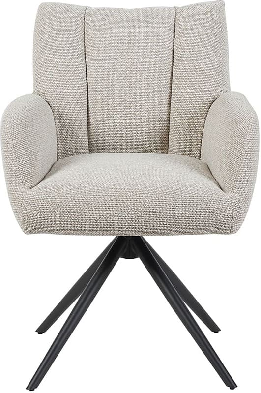LABEL51 Eetkamerstoel Padua - Naturel - Royal Boucle - Zwart Metalen Frame Naturel Eetkamerstoel