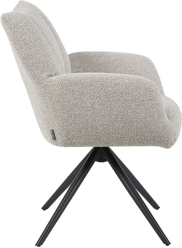 LABEL51 Eetkamerstoel Padua - Naturel - Royal Boucle - Zwart Metalen Frame Naturel Eetkamerstoel