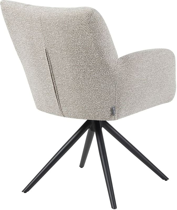 LABEL51 Eetkamerstoel Padua - Naturel - Royal Boucle - Zwart Metalen Frame Naturel Eetkamerstoel