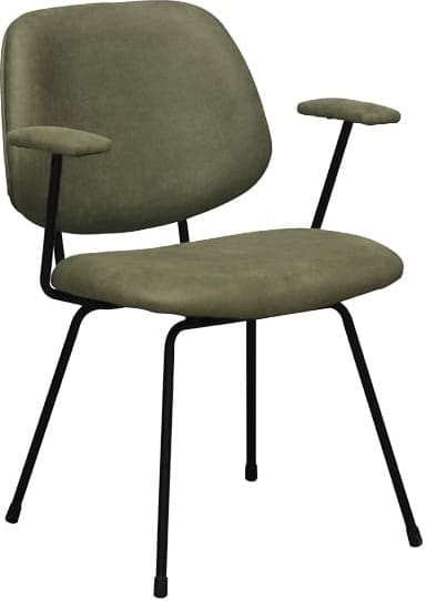 LABEL51 Eetkamerstoel Rivano - Moss - Micro Suede - Zwart Metalen Frame Eetkamerstoel