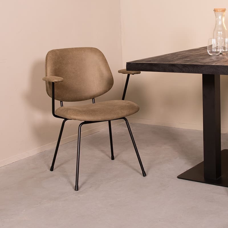 LABEL51 Eetkamerstoel Rivano - Moss - Micro Suede - Zwart Metalen Frame Eetkamerstoel