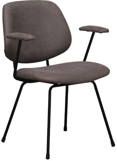 LABEL51 Eetkamerstoel Rivano - Taupe - Micro Suede - Zwart Metalen Frame Taupe Eetkamerstoel