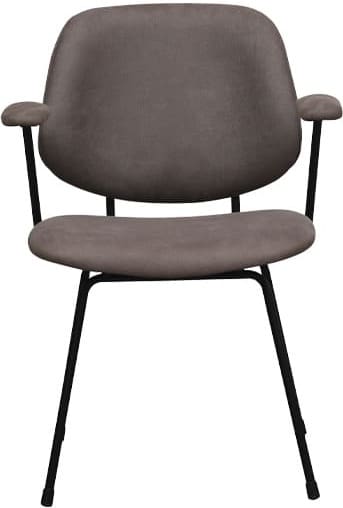 LABEL51 Eetkamerstoel Rivano - Taupe - Micro Suede - Zwart Metalen Frame Taupe Eetkamerstoel