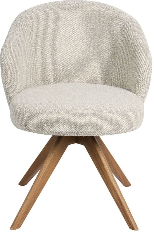LABEL51 Eetkamerstoel Sabi - Naturel - Royal Boucle - Naturel Houten Frame Naturel Eetkamerstoel