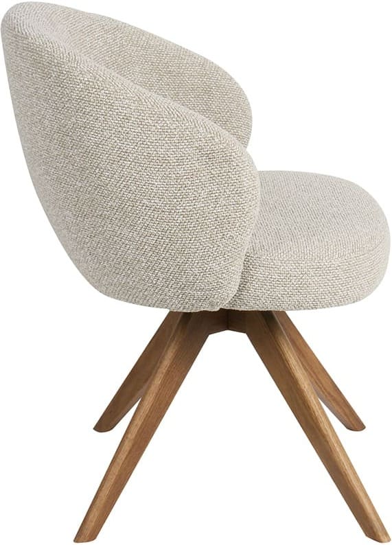 LABEL51 Eetkamerstoel Sabi - Naturel - Royal Boucle - Naturel Houten Frame Naturel Eetkamerstoel