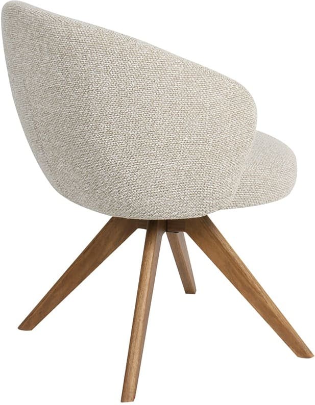 LABEL51 Eetkamerstoel Sabi - Naturel - Royal Boucle - Naturel Houten Frame Naturel Eetkamerstoel
