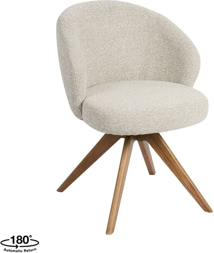 LABEL51 Eetkamerstoel Sabi - Naturel - Royal Boucle - Naturel Houten Frame Naturel Eetkamerstoel