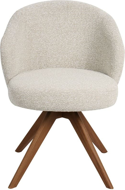 LABEL51 Eetkamerstoel Sabi - Naturel - Royal Boucle - Walnoot Houten Frame Naturel Eetkamerstoel