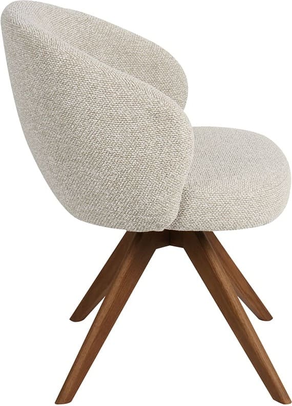 LABEL51 Eetkamerstoel Sabi - Naturel - Royal Boucle - Walnoot Houten Frame Naturel Eetkamerstoel