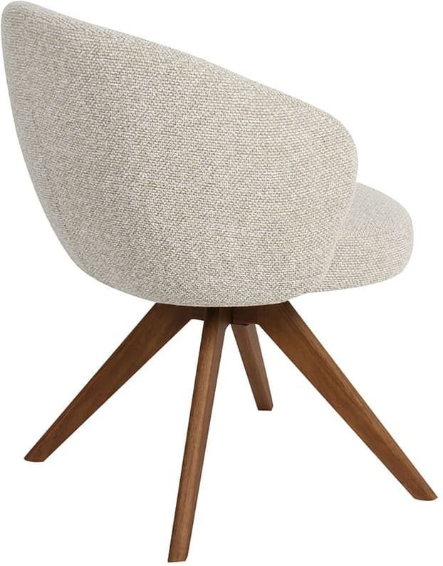 LABEL51 Eetkamerstoel Sabi - Naturel - Royal Boucle - Walnoot Houten Frame Naturel Eetkamerstoel