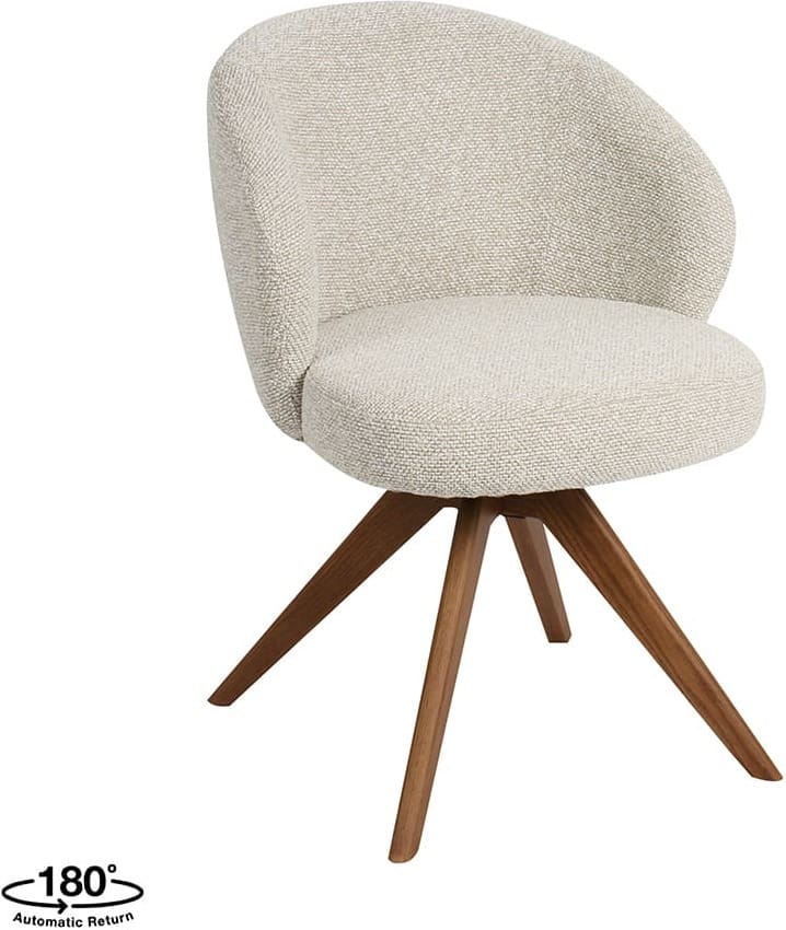 LABEL51 Eetkamerstoel Sabi - Naturel - Royal Boucle - Walnoot Houten Frame Naturel Eetkamerstoel