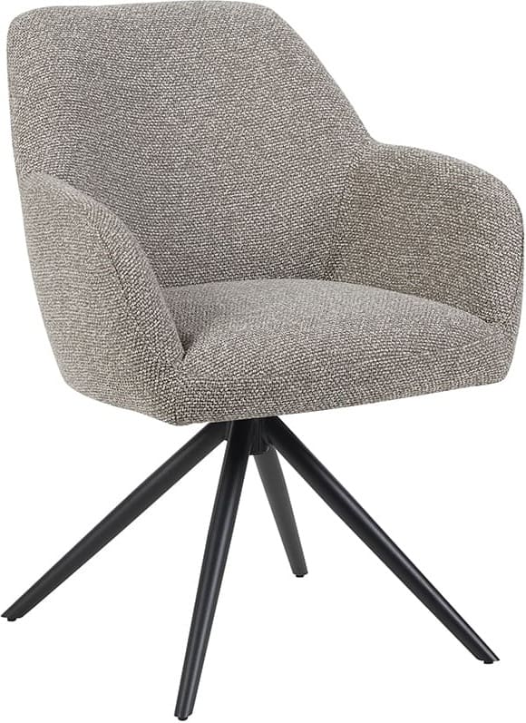 LABEL51 Eetkamerstoel Sayuri - Mushroom - Royal Boucle - Zwart Metalen Frame Eetkamerstoel