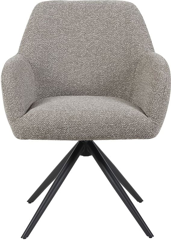 LABEL51 Eetkamerstoel Sayuri - Mushroom - Royal Boucle - Zwart Metalen Frame Eetkamerstoel