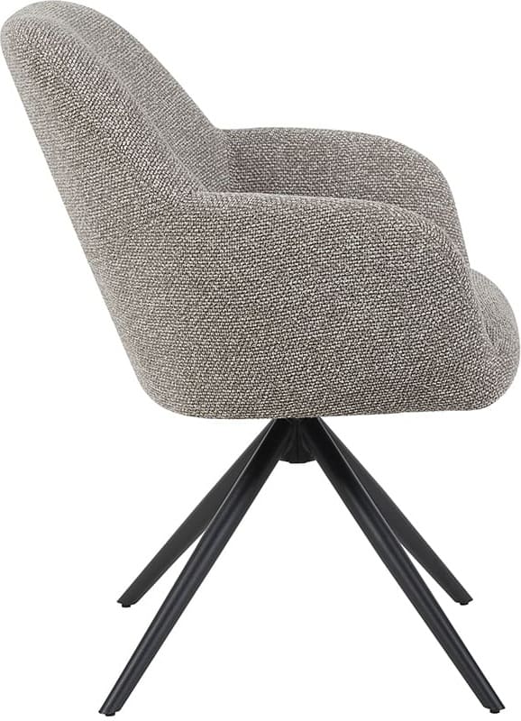 LABEL51 Eetkamerstoel Sayuri - Mushroom - Royal Boucle - Zwart Metalen Frame Eetkamerstoel
