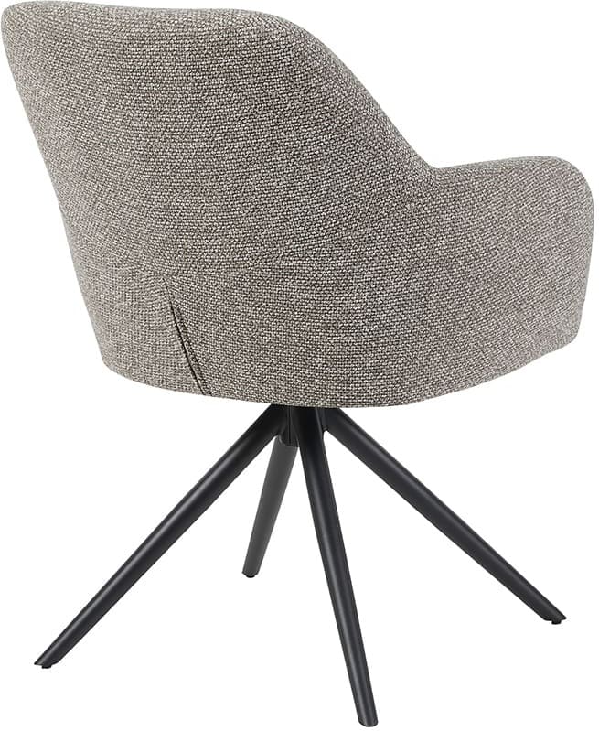 LABEL51 Eetkamerstoel Sayuri - Mushroom - Royal Boucle - Zwart Metalen Frame Eetkamerstoel