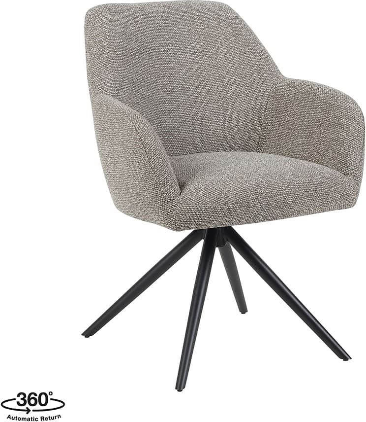 LABEL51 Eetkamerstoel Sayuri - Mushroom - Royal Boucle - Zwart Metalen Frame  Eetkamerstoel