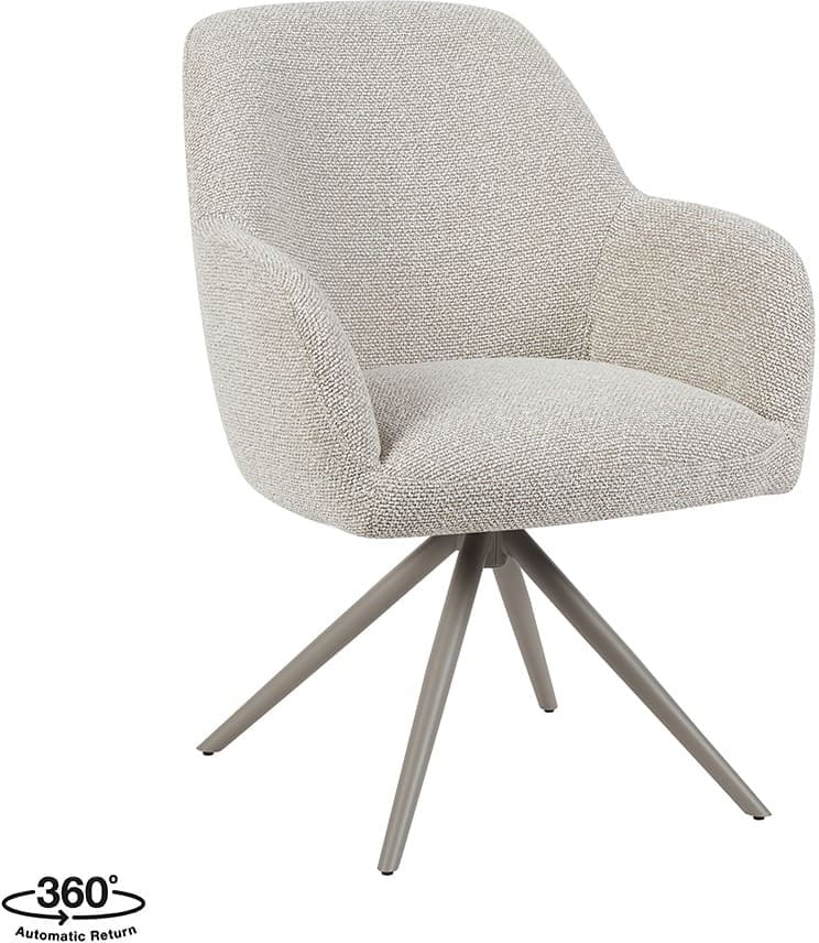 LABEL51 Eetkamerstoel Sayuri - Naturel - Royal Boucle - Taupe Metalen Frame Naturel Eetkamerstoel