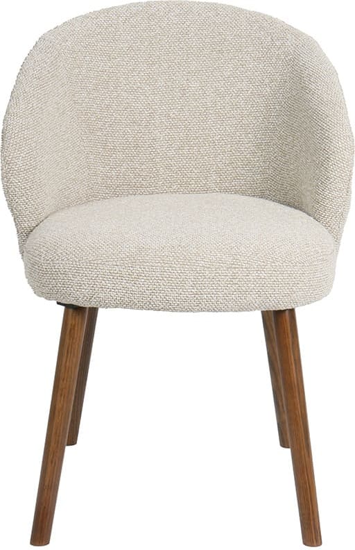 LABEL51 Eetkamerstoel Shiro - Naturel - Royal Boucle - Walnoot Houten Frame Naturel Eetkamerstoel