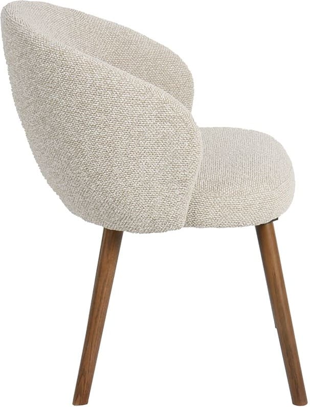 LABEL51 Eetkamerstoel Shiro - Naturel - Royal Boucle - Walnoot Houten Frame Naturel Eetkamerstoel