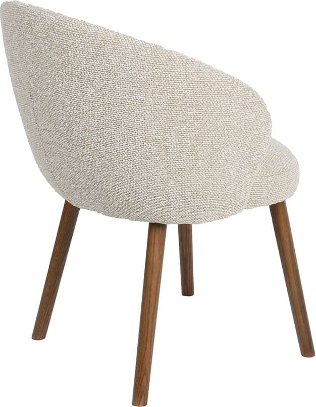 LABEL51 Eetkamerstoel Shiro - Naturel - Royal Boucle - Walnoot Houten Frame Naturel Eetkamerstoel